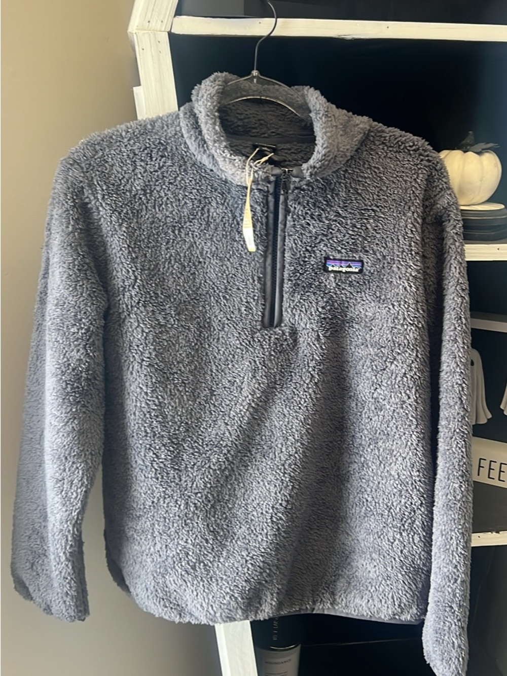Patagonia Woman’s Gray Zip-Up Sherpa Fleece Pullover